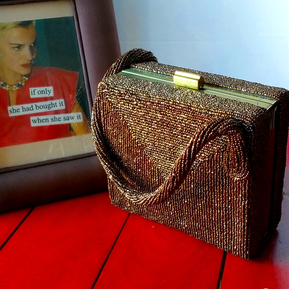 No Label Vintage Glass Beaded 1930-40s Evening Bag